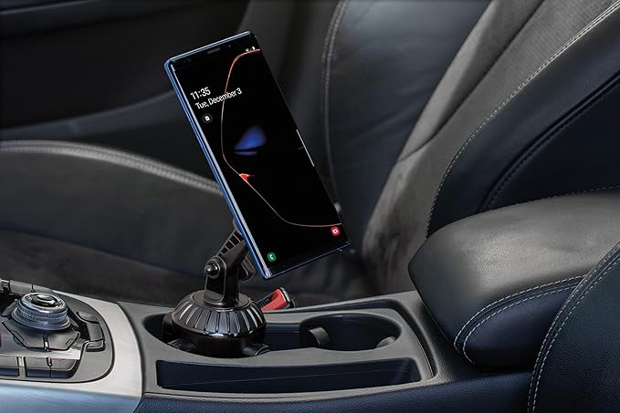 Scosche Cup Holder Phone Holder for Car, Magnetic Cell Phone Holder with Adjustable Neck & 360° Rotation, Universal Car Mount for iPhone/Android, Fits Cup Holders Up to 3.5", Not MagSafe Compatible