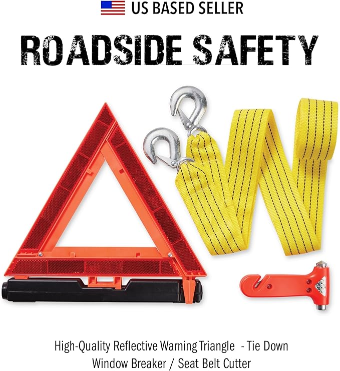 Always Prepared Premium Roadside Emergency Kit for Car - Car Safety Kit, Tools, First Aid, Visibility Gear & More - Perfect Roadside Assistance Kit Gift for New Drivers (125 pc)