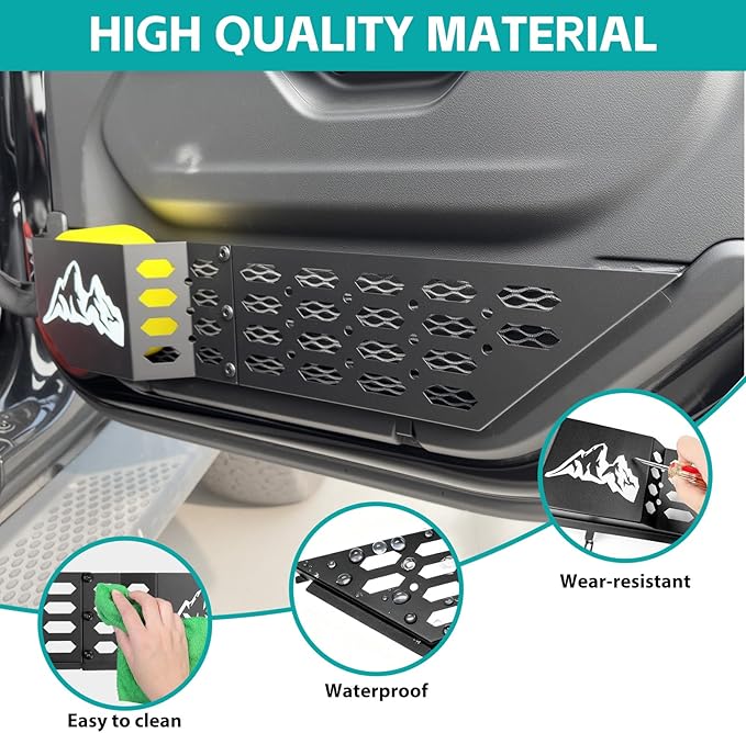 Front Door Pocket Cup Holder Organizer Compatible with 2018-2026 Jeep Wangler JL JLU 4xe Rubicon Sahara & Gladiator JT Accessories, Metal Door Side Insert Storage Box (Not for Power Seats)