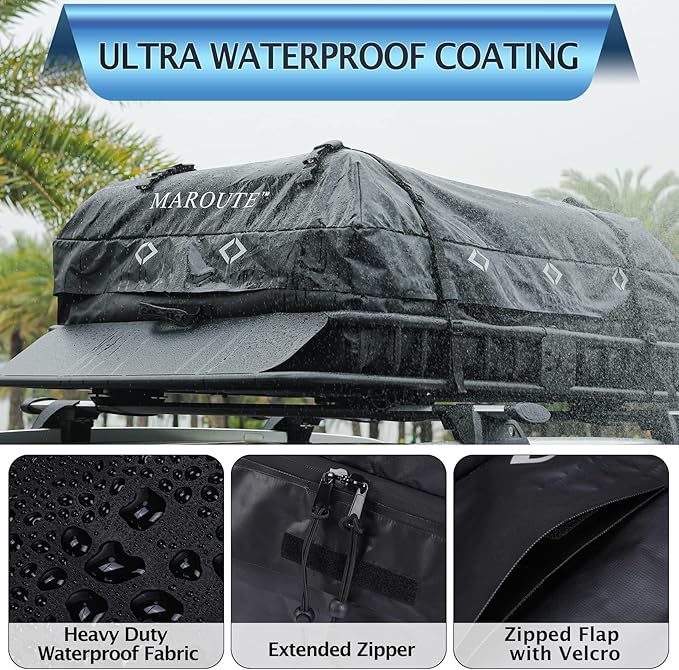 IDEALHOUSE 2024 New Rooftop Cargo Carrier Bag – 15 Cu Ft Heavy-Duty Robust Waterproof & Durable Storage Bag, Universal Fit with 8 Door Hooks