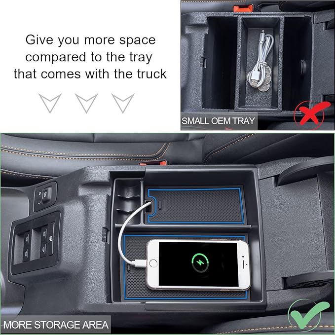TOPINSTALL New Blue Tray Compatible with 2021-2024 Ford Bronco & 2025+ Bronco 2-Door & 2025+ 4-Door Manual Transmission, Full Size Bronco Organizer (Not for Sport Model & 25 4 Doors AT)
