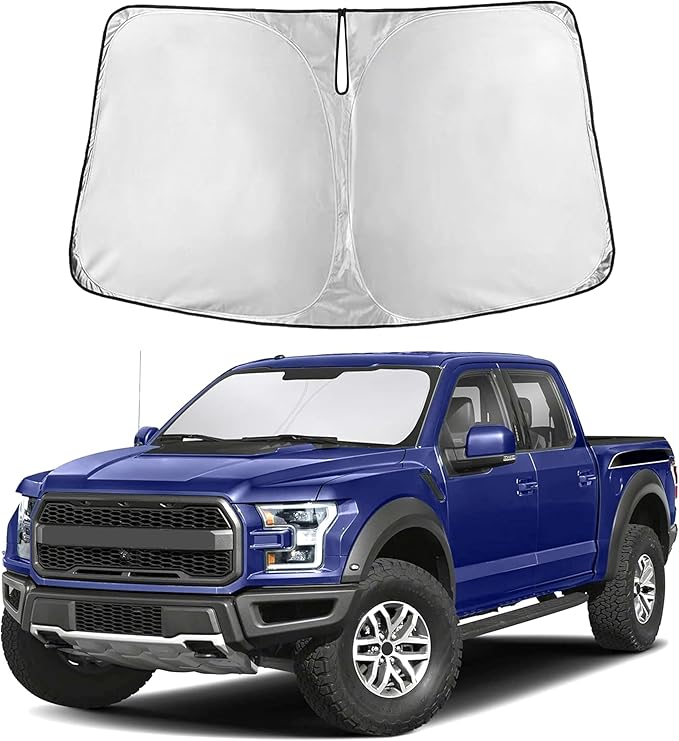 EcoNour Windshield Sunshade Compatible for Ford F150 2021-2024 2025 2026 (Lariat, King Ranch, Platinum, XL, XLT Limited Raptor) Car Accessories, Sun Visor for Front Windshield, UV Heat Protector