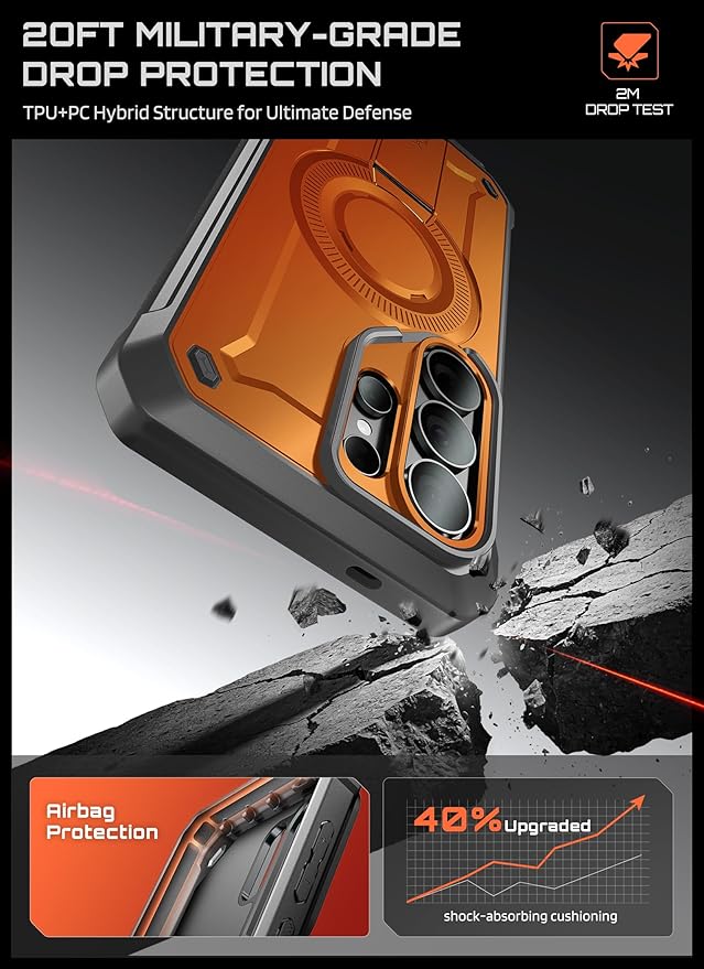 SUPCASE for Samsung Galaxy S26 Ultra Case with Stand, Military-Grade Drop Protection, Compatible with Wireless Charging/MagSafe, Built-in Screen Protector & Front Frame – UB Pro Mag, Coral
