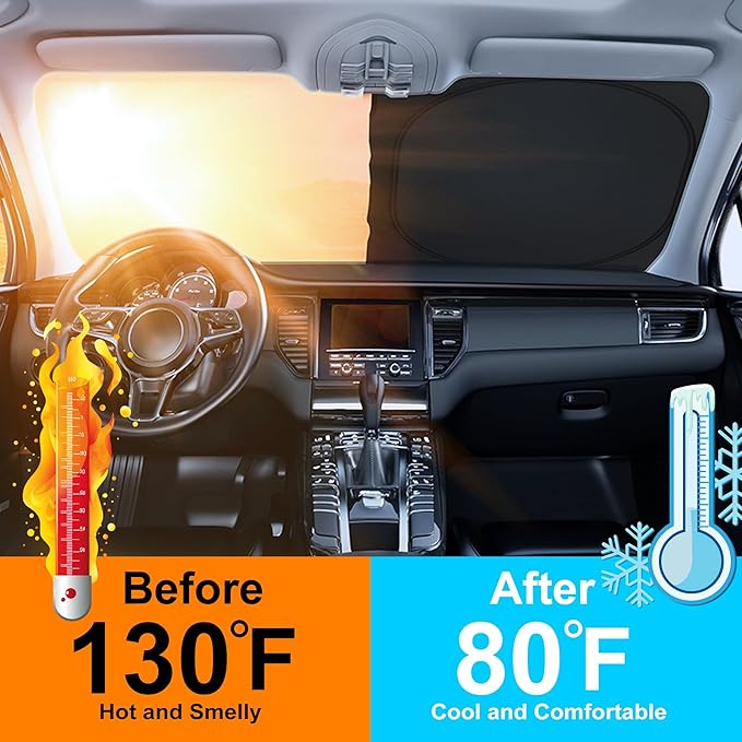 Windshield Sun Shade Custom Fit for 2019-2024 2025 2026 AcuraRDX RDX Accessories Foldable Sunshade Sun Blocker Protect Car from Sun Rays & Heat Damage Keep Car Cooler