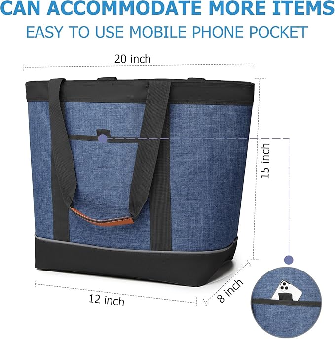 Insulated Cooler Bag Leakproof Thermal Insulation Collapsible Cooler Tote with Zippered, Reusable Cooler Bags