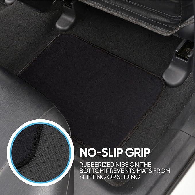BDK Classic Carpet Floor Mats for Car & Auto - Universal Fit -Front & Rear with Heelpad (Black) - 45142