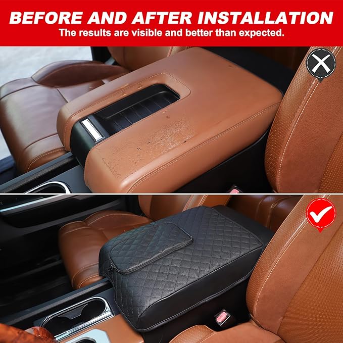 CHEAYAR Center Console Armrest Cover Kit,Console Armrest Cushion Automotive Customized Console Armrest Cushion, Fit for Toyota Tundra 2014-2020 Accessory Organizer Protector (with Zipper)
