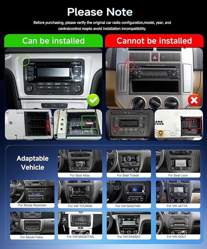 Rimoody 9‘’ Android Car Stereo for VW Passat Jetta Tiguan Golf MK5 MK6 T5 EOS Polo Touran Seat Sharan, 4G+64G Touchscreen Radio Wireless CarPlay Android Auto, GPS BT-5.0 FM 5G-WiFi 32EQ Backup Camera