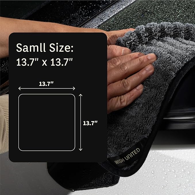 High Absorbency Weavy Microfiber Car Drying Detailing Soft Towel 1200gsm (2pack, 13.7"x13.7")