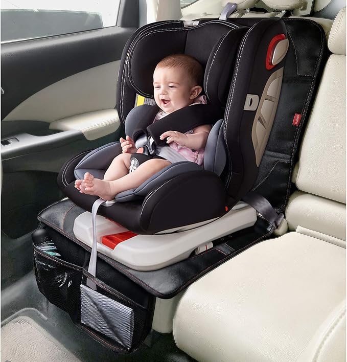 MORROLS Car Seat Protector, 2 Pack Carseat Protector with Thick Padding, Baby/Pets for Child Car Seat-Mesh Pockets-Waterproof-Universal Size(Black)