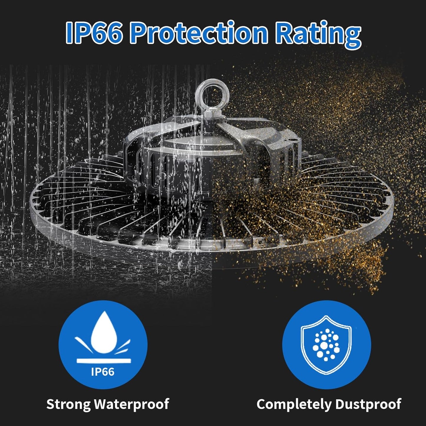 6 Pack UFO LED High Bay Light 150W, 21000 LM, 5000K with 5ft Power Cord, US Plug, Bright LED Shop Light for Basement Commercial Factory Garage Lighting, IP66 Waterproof, AC110-277V, ETL Listded