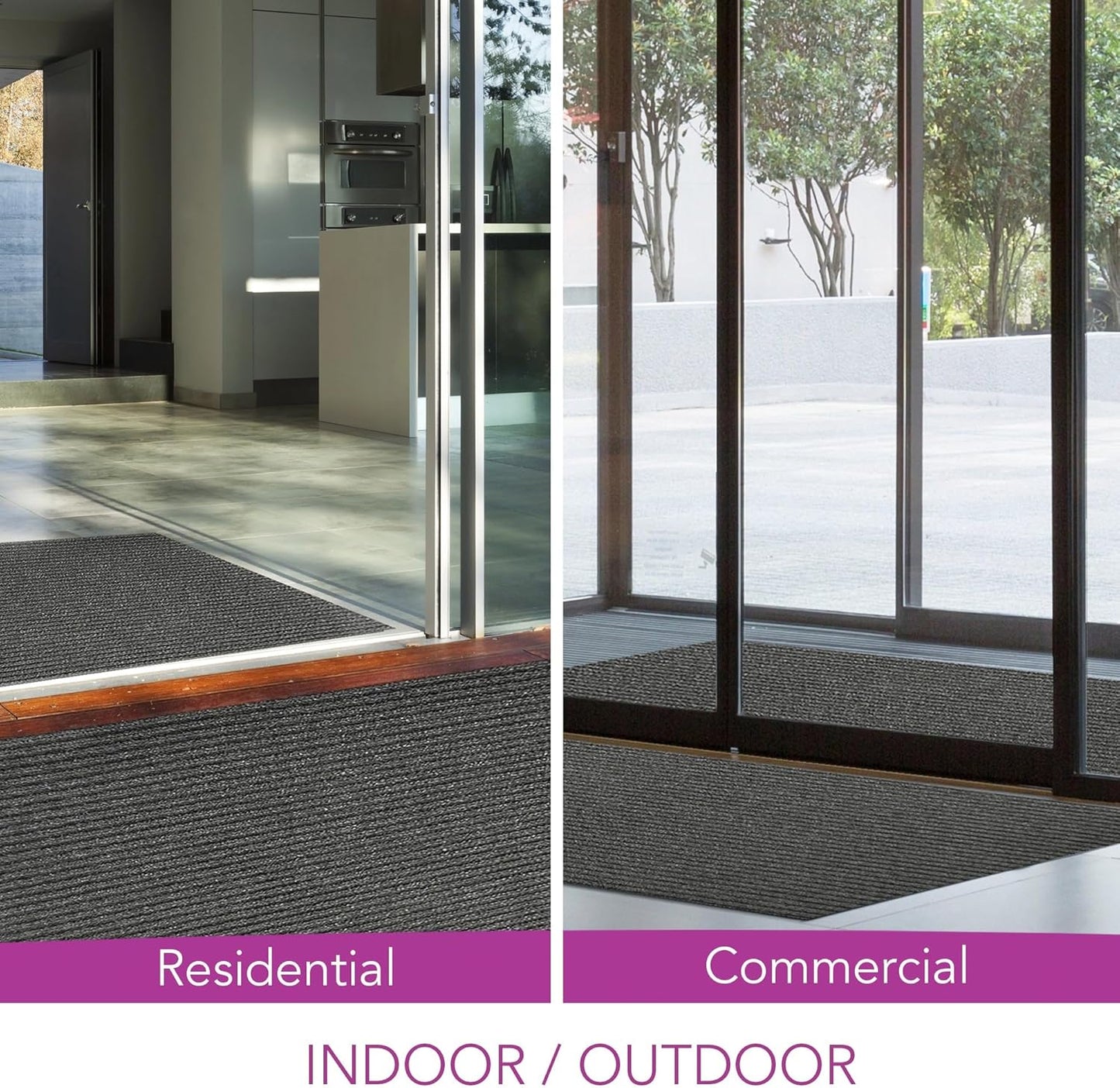 iCustomRug Spartan Weather Warrior Duty Indoor/Outdoor Utility Ribbed in 3ft,4ft,6ft Widths 70 Custom Sizes with Natural Non-Slip Rubber Backing 4'X82' in Charcoal