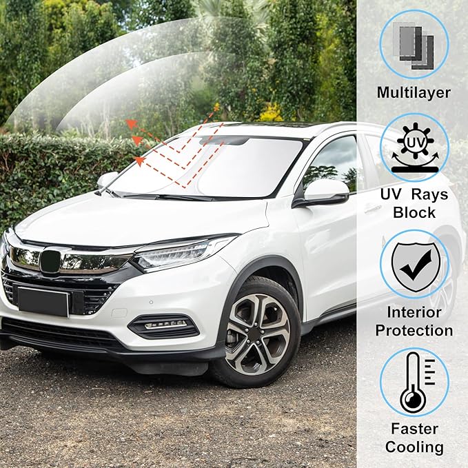 Windshield Sun Shade for Honda HRV 2016 2017 2018 2019 2020 2021 2022 HR-V Accessories Foldable Sunshade Sun Blocker Comes with Storage Bag