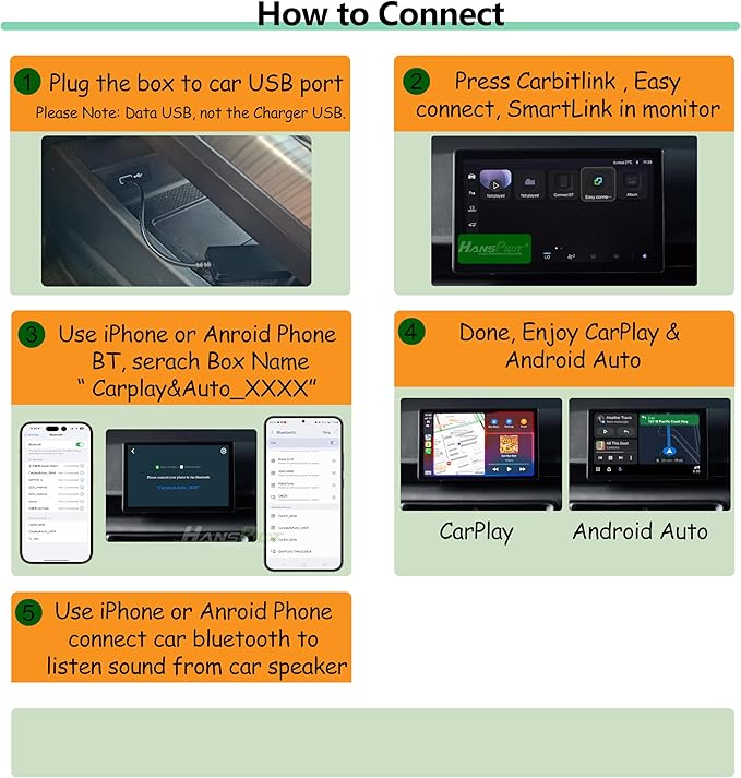 NCP0036 CarKit CarBitLink x Baic Jetour Geely Chery Jac Gac Dongfeng Forthing Hongqi Changan, Wired Carbitlink Smartlink Phonelink Easy Connect to Wireless CarPlay Android Auto Adapter