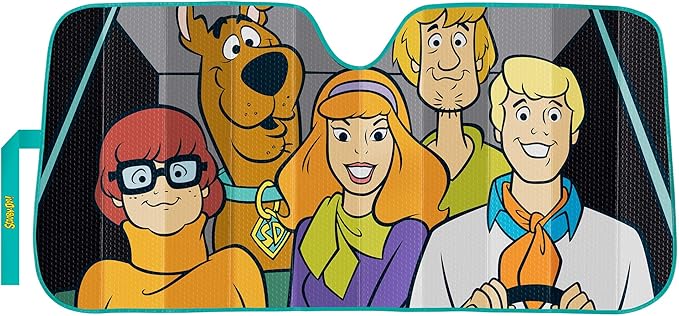 Plasticolor 003951R01 Warner Bros. Scooby-Doo Group Accordian Sunshade for Car Truck SUV, Silver