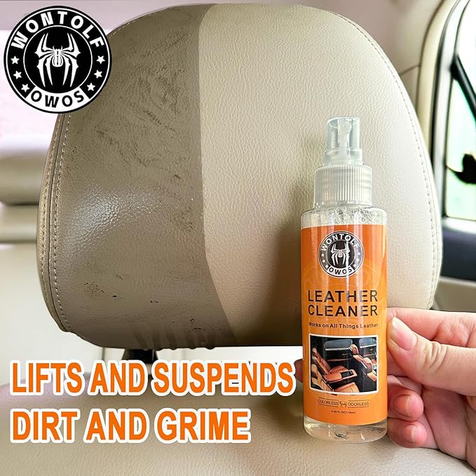 Wontolf Leather Cleaner and Conditioner Non-Toxic Gentle Total Interior Cleaner Car Wash Kit, Leather Boot Care Kit, Safe for Use on Car Interiors, Leather Apparel, Furniture, Sofa, Shoes, Bags