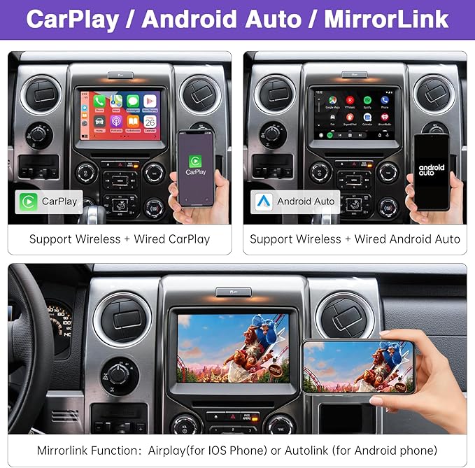 NINETOM Wireless CarPlay Retrofit Kit Decoder, Compatible with Ford (2013–2015) SYNC 2 System, Supports Android Auto, Mirror Link & Reverse Camera, USB