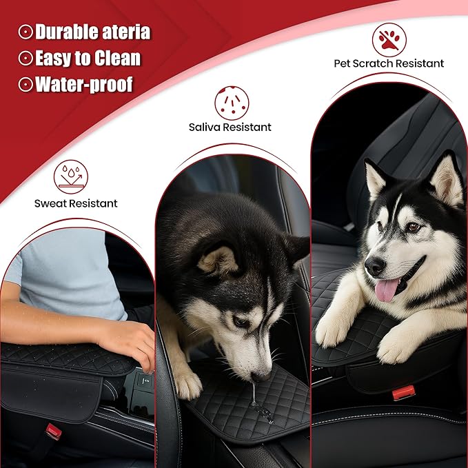 Upgraded Car Middle Center Console Cover with 2 Storage, Universal Microfiber Leather Car Armrest Cover Cushion for for Most Vehicles, Memory Foam Comfort Stylish Leather Scratch-Resistant, Thickened