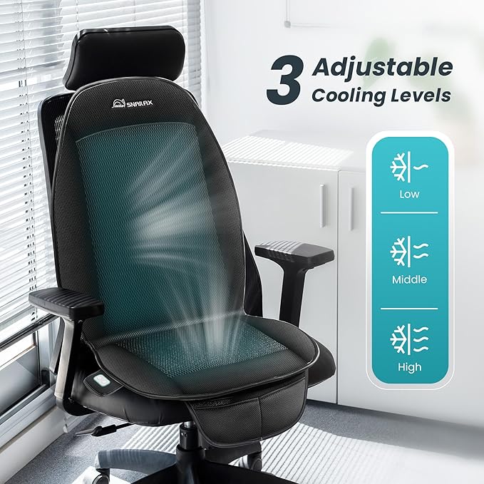 Snailax Car Seat Cooling Pad, Car Seat Cooler, Ventilated AC Seat Covers for Cars, Universal Fit Cool Car Seat, USB Cable Included