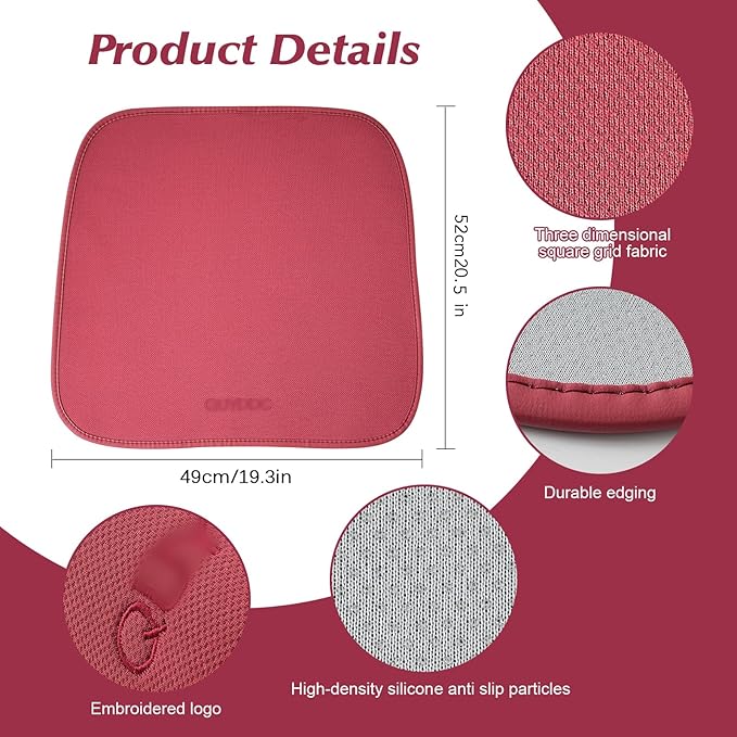 KEYOOG 2PCS Car Seat Covers Cushion, for Car Seat Office Chair, Prevent Seat Dirt, Thin and Breathable, Do Not Affect Seat Ventilation Functions, with Non Slip Bottom, 20.5"x19.3" Red