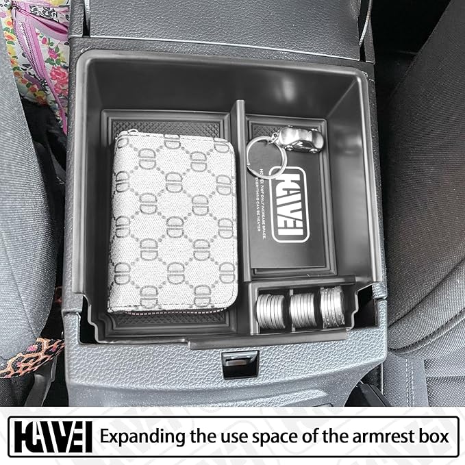 HGWEI Center Console Organizer Compatible with Ford Ranger 2019 2020 2021 2022 2023 XL XLT Lariat Accessories, Armrest Storage Box Secondary Insert Tray, Black
