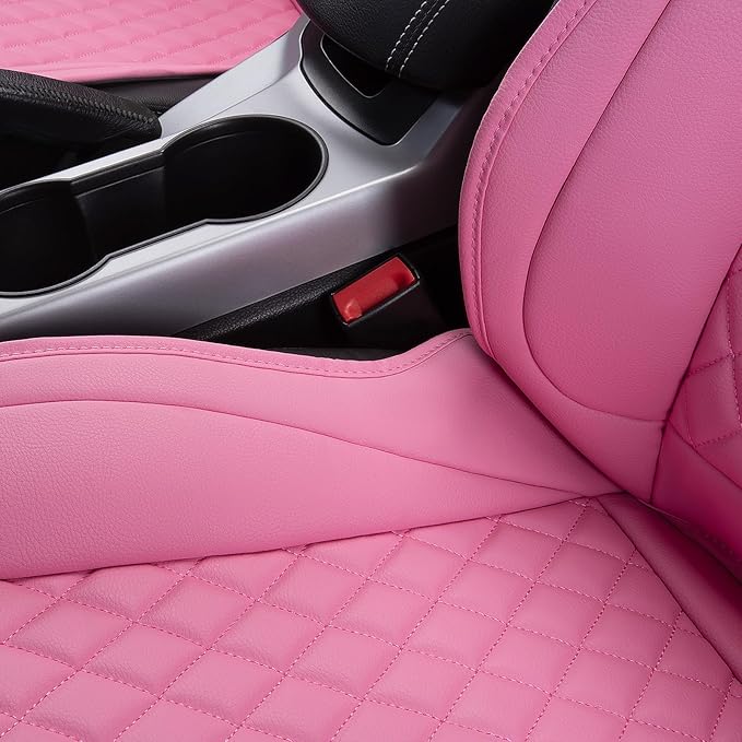 Flying Banner car seat Covers seat Cushions Luxe Fit Faux Leather Easy Installation Vehicles Non Slip Premium (Solid Pink, 2 x Front Seat Cover)
