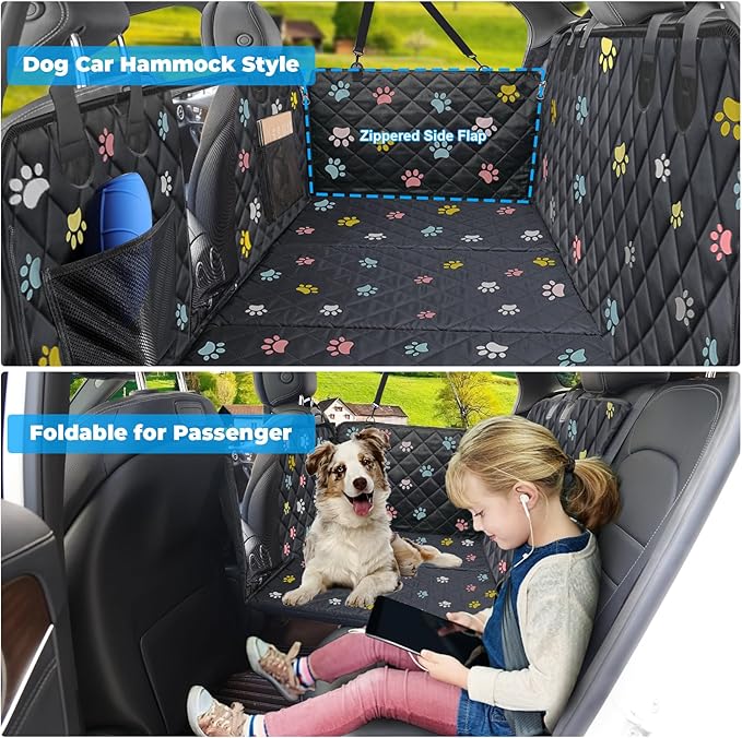 URPOWER 2026 Upgraded Back Seat Extender for Dogs - Large Hard Bottom Dog Car Seat Cover Holds 550lbs, Waterproof Dog Hammock Pet Bed with High-Density Foam Non-Slip Backseat Protector