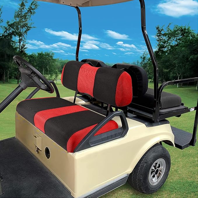 Golf Cart Washable Seat Cover Kit, 2 Passager Front Seat Covers Fit for Club Car DS OEM Ordinary Seat Cushion