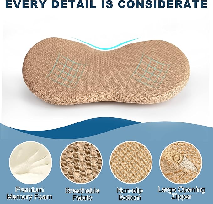 Car Seat Cushion, Memory Foam Seat Pad for Sciatica and Lower Back Pain Relief, Seat Cushion for Car Seat Driver (Beige)