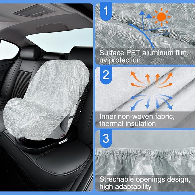 Baby Car Seat Sun Shade Cover - Keep Baby's Carseat Cooler Foldable PET Aluminium Cover for UV Protection, Dust