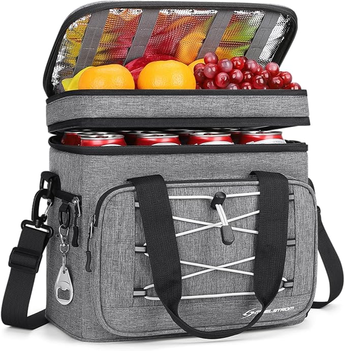 Maelstrom Portable Collapsible Soft Cooler Bag – 24/30/60 Cans Double-Deck Leakproof Ice Chest for Beach, Camping & Grocery