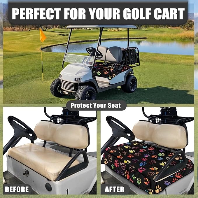 Biyejit Golf Cart Seat Covers with 4 Pockets Golf Cart Seat Towel Blanket Fits 2-Seat Golf Carts, Golf Cart Accessories