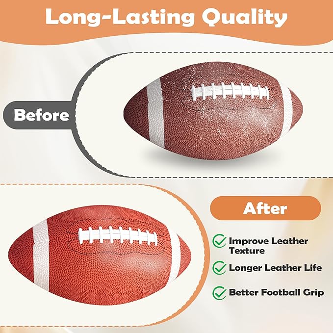 Luxiv 6Pcs Football Prep Kit, 6 in 1 Football Wax for Improved Tack Leather Football Conditioning Set for Enhanced Grip with Soft Horsehair Brush, Hard Hog Bristle Brush, 2 Waxes, Clean Cloth, Bag