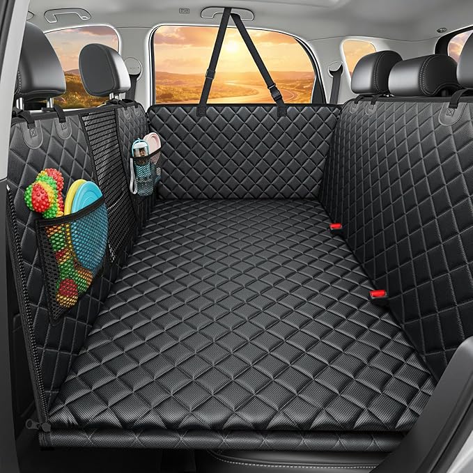 URPOWER 2026 Upgraded Back Seat Extender for Dogs - Large Hard Bottom Dog Car Seat Cover Holds 550lbs, Waterproof Dog Hammock Pet Bed with High-Density Foam Non-Slip Backseat Protector