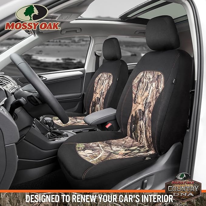Mossy Oak Low Back Camo Seat Covers, Airbag Compatible, Universal Fit, Fits Most Bucket Seats - Made with Premium Waterproof Neoprene Fabric - Official Licensed Product