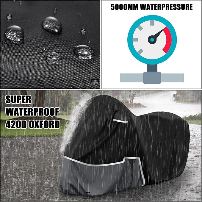 Waterproof Motorcycle Cover Replace for Indian Roadmaster/Pursuit, 420D Oxford Cloth Customized Motorcycle Cover for Snow Rain Dust Protection (Roadmaster)