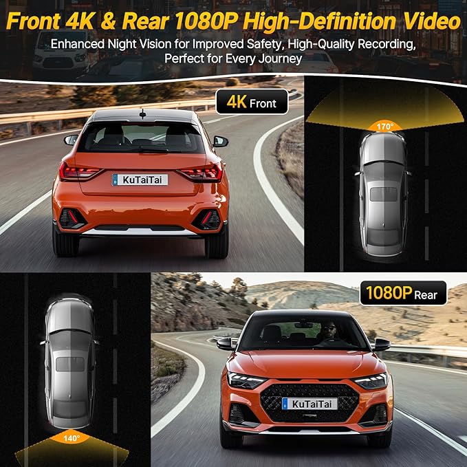 Front 4K +Rear 1080P Dash Cam for Honda CRV 2023 2024 2025 2026 Sport Touring EX EX-L Hybrid (Gen6), Dual Dashcam for CR-V, OEM Look, WiFi & APP, G-Sensor, Parking Monitor, 128GB Card-Black