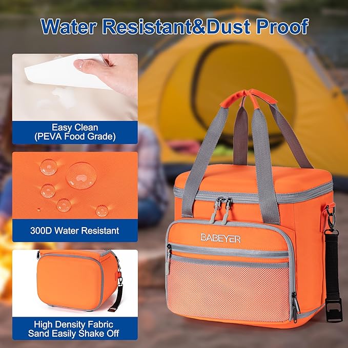 Soft Cooler Bag with Two Ice Packs,Collapsible Cooler for Travel with Adjustable Shoulder Strap,Large Capacity Leakproof Insulated Soft Sided Cooler Bag for Camping, Hiking, Picnic