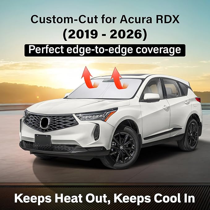 EcoNour Windshield Sunshade Compatible for Acura RDX 2019-2024 2025 2026, Sun Visor for Front Windshield & Window Sun Shade Cover, UV Heat Blocker & Protector, Car Accessories