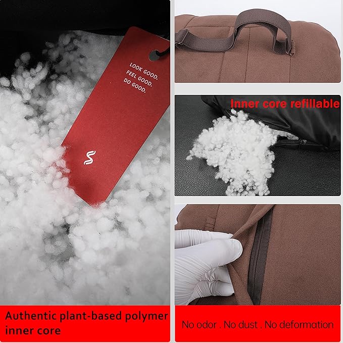 2pcs Car Neck Pillow for headrests,Support Drive Seats Head Cushion Pillows,Superfiber Suede,Plant-Based Polyester,Thickness & Height Adjustable,11.8x7.5,Inner Liner fillable(deep Coffee)