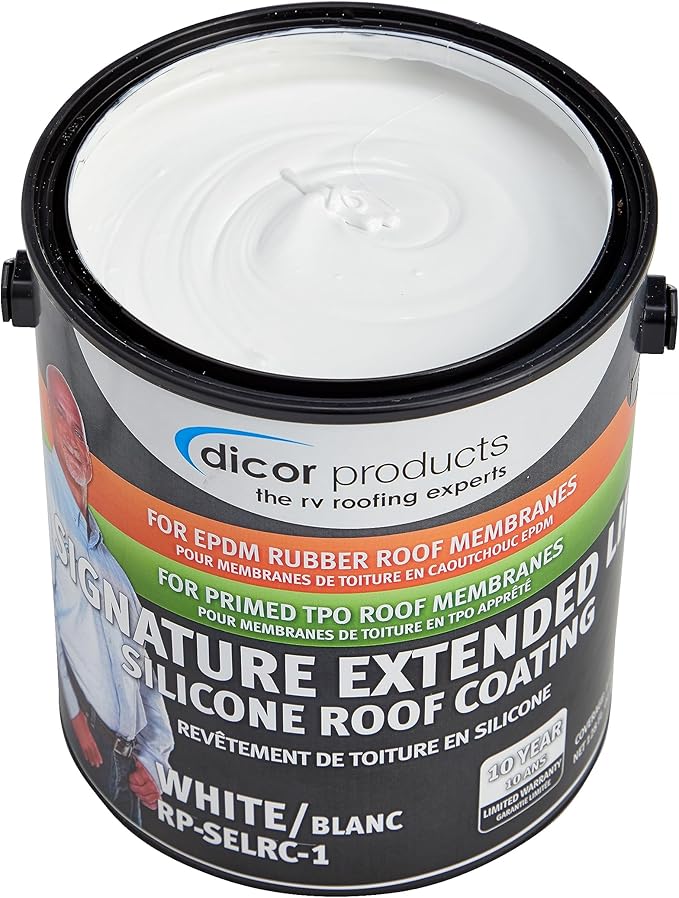 Dicor RP-SELRC-1 Signature Extended Life EPDM Rubber Roof Coating - White, 1 Gallon Can