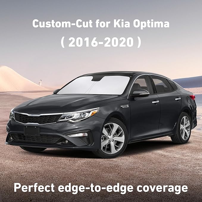 EcoNour Windshield Sunshade Compatible for Kia Optima 2016-2018 2019 2020, Sun Visor for Front Windshield & Window Sun Shade Cover, UV Heat Blocker & Protector, Car Accessories