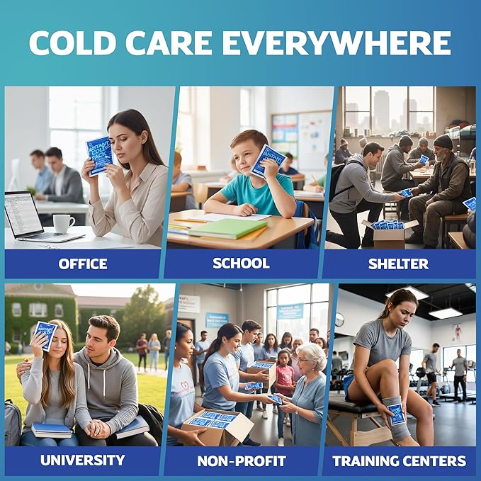 100 Pack Instant Cold Pack - Disposable Instant Ice Packs for Injuries Cold Compress Ice Pack for Pain Relief, Swelling 6 x 4.5 in