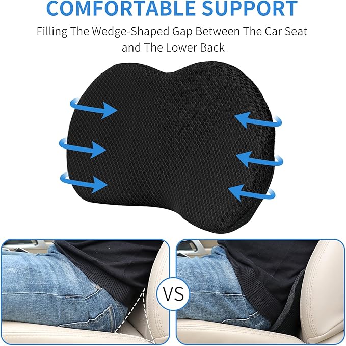 Car Seat Cushion for Car Seat Driver- Memory Foam Car Seat Cushions for Driving - Low Back & Tailbone Pain Relief Car Seat Pad (Black)