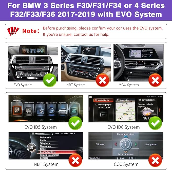 NINETOM 2026 Upgraded 12.3" Ultra-Narrow Touchscreen Wireless CarPlay Android Auto Receiver Compatible with BMW 3/4 Series F30/F31/F32/F33/F34/F36 (2017–2019), for EVO System