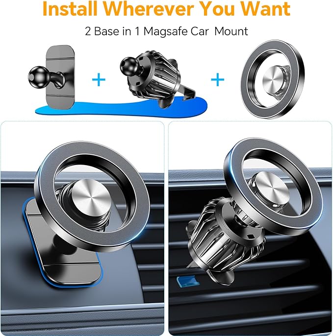 Kaistyle for Magsafe Car Mount【Strong Magnets】Magnetic Phone Holder for Car Phone Holder Mount Dash Mounted Holders Phone Holders for Your Car Accessories for Women Men Mothers Gifts for iPhone 17 16
