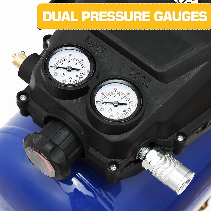 Air Compressor, 3 Gallon Max 110 PSI Portable Oil Free Tank and Ideal for Painting, Inflation and other Pneumatic Tools.