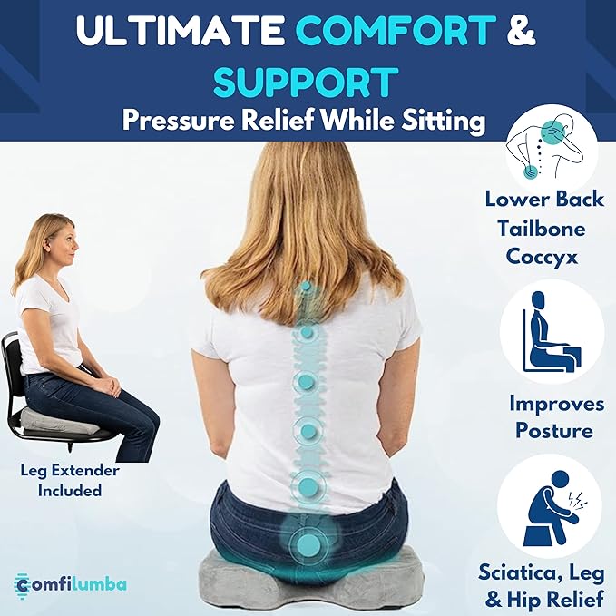 Car Seat Cushion - Firm Memory Foam Wedge Car Seat Cushions for Driving - Sciatica & Back Pain Relief for Long Drives - Auto Seat Cushion 17x17x3