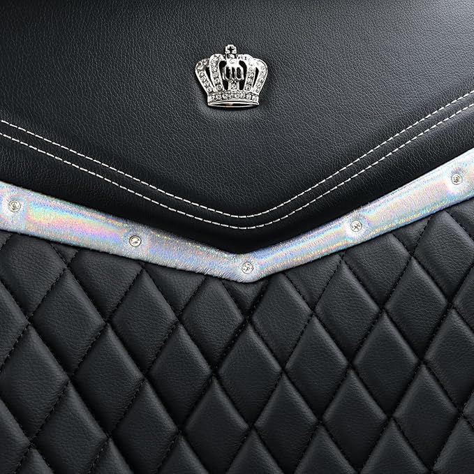 Flying Banner car seat Covers seat Cushions Luxe Fit Faux Leather Easy Installation Vehicles Non Slip Premium (Black Silver, 2 x Front Seat Cover)