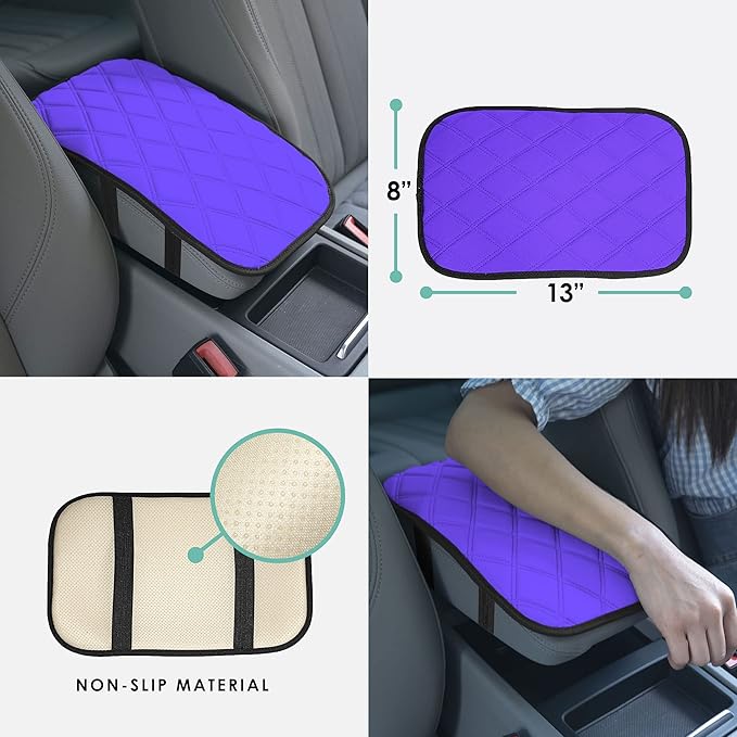 FH Group Neosupreme Purple Diamond Pattern Center Console Pad – Water-Resistant Armrest Cover Protector for Cars, SUVs & Trucks